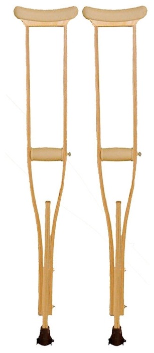 Костыли подмышечные деревянные с мягкими ручками 02-КИ С УПС (Штырь) - уменьшеная